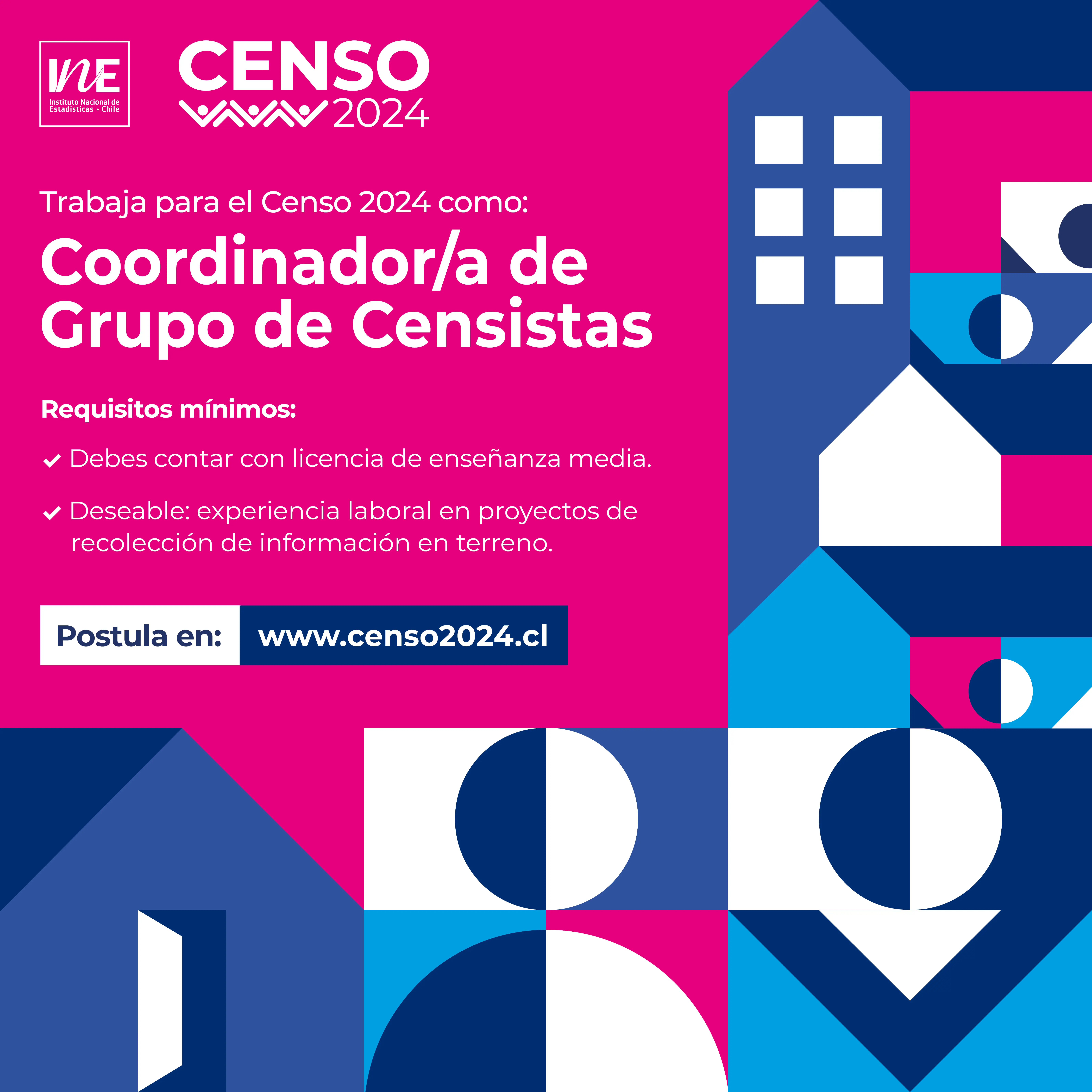 Censo 2024 abre postulaciones al cargo de coordinador/a de grupo de censistas